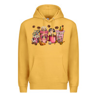 Mustard Cafecito y Chisme Coffee Cups Premium Hoodie - texasbilliewilder