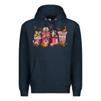 Navy Cafecito y Chisme Coffee Cups Premium Hoodie - texasbilliewilder