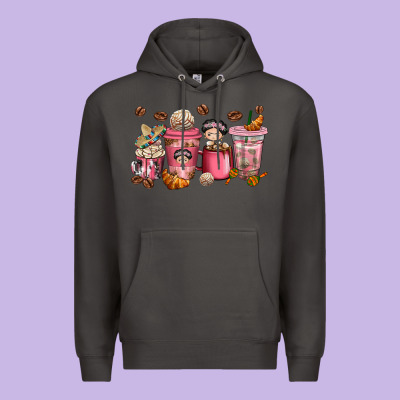 Cafecito Y Chisme Coffee Cups Premium Hoodie Designed By Texasbilliewilder