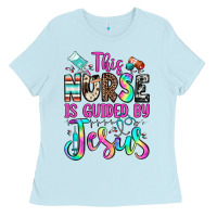 Baby Blue this nurse is guided by jesus Ladies Tee - JahusDesignShop