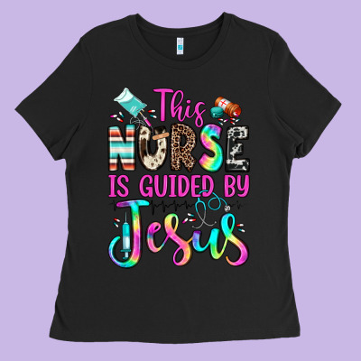 This Nurse Is Guided By Jesus Ladies Tee Designed By Jahusdesignshop
