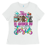 White this nurse is guided by jesus Ladies Tee - JahusDesignShop