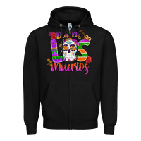 Black dia de los muertos Zipper Hoodie - MaliasSmallBusiness