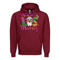 Burgundy dia de los muertos Zipper Hoodie - MaliasSmallBusiness