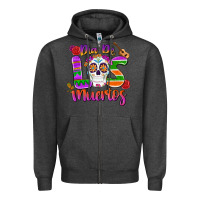 Charcoal Heather dia de los muertos Zipper Hoodie - MaliasSmallBusiness