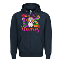 Navy dia de los muertos Zipper Hoodie - MaliasSmallBusiness