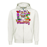 Oatmeal Heather dia de los muertos Zipper Hoodie - MaliasSmallBusiness