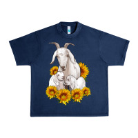 Navy goat family with sunflowers Urban Heavy Tee - Artiststas
