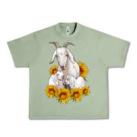 Oil Green goat family with sunflowers Urban Heavy Tee - Artiststas