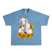 Pebble Blue goat family with sunflowers Urban Heavy Tee - Artiststas