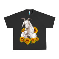 Pigment Black goat family with sunflowers Urban Heavy Tee - Artiststas