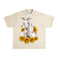 Sandshell goat family with sunflowers Urban Heavy Tee - Artiststas
