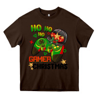 Chocolate Brown ho ho ho gamer Christmas Heavy Core Tee - BarkalooDesign