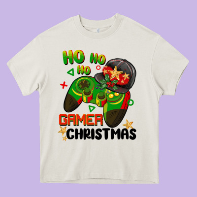 Ho Ho Ho Gamer Christmas Heavy Core Tee Designed By Barkaloodesign