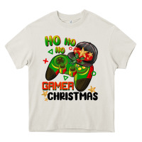 Cream ho ho ho gamer Christmas Heavy Core Tee - BarkalooDesign