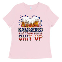 Bubblegum Pink lets get hammered Ladies Tee - texasbilliewilder