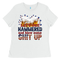 White lets get hammered Ladies Tee - texasbilliewilder