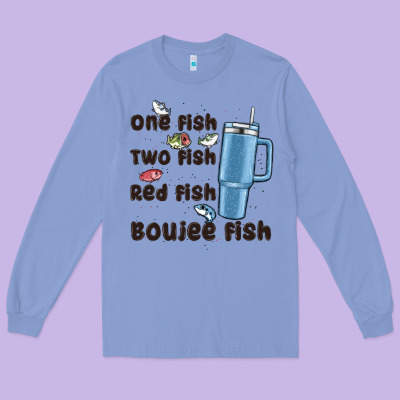 One Fish Two Fish Red Fish Boujee Fish Long Sleeve Tee Designed By Maliassmallbusiness