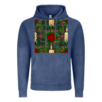 Vintage Denim christmas candle and ornaments seamless pattern Vintage Hoodie - BundleAndBundleShop