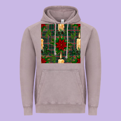 Christmas Candle And Ornaments Seamless Pattern Vintage Hoodie Designed By Bundleandbundleshop