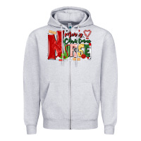 Heather Grey merry christmas nurse Zipper Hoodie - MaliasSmallBusiness
