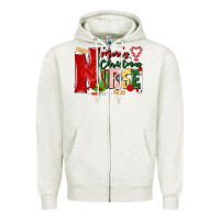 Oatmeal Heather merry christmas nurse Zipper Hoodie - MaliasSmallBusiness
