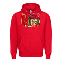 Red merry christmas nurse Zipper Hoodie - MaliasSmallBusiness