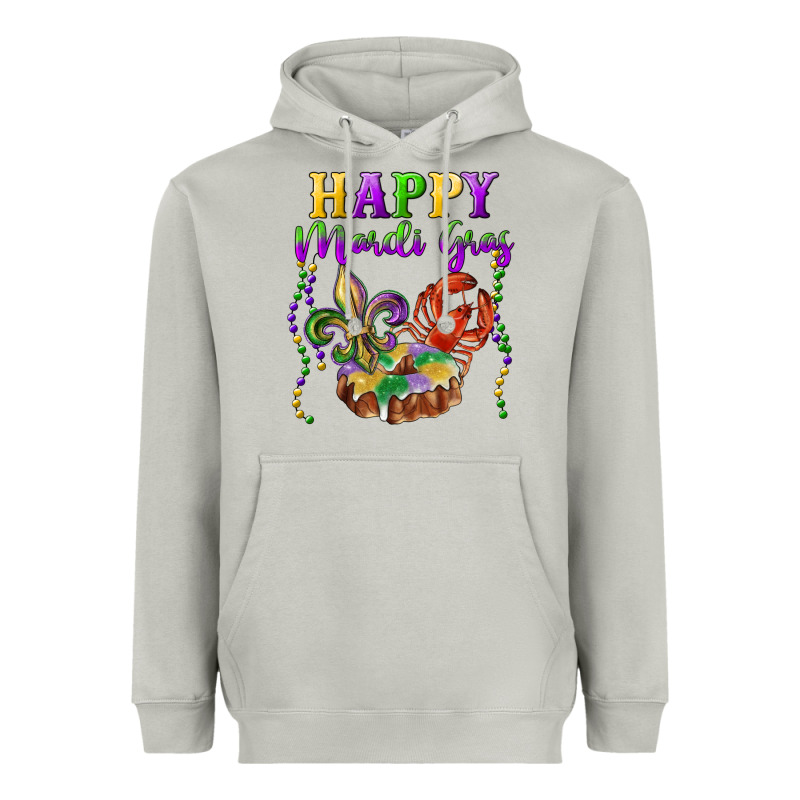 Happy Mardi Gras Fleur De Lis King Cake Crawfish Heavyweight Hoodie by RanaPortraitStore | Teevron