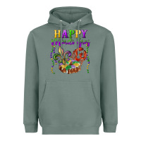 Sage happy mardi gras fleur de lis king cake crawfish Heavyweight Hoodie - RanaPortraitStore