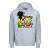 Heather Grey feeling blacknificent Premium Hoodie - NancyCooperArtShop