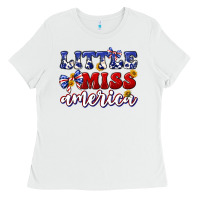 White little miss america Ladies Tee - texasbilliewilder