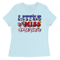 Baby Blue little miss america Ladies Tee - texasbilliewilder