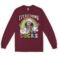 Burgundy everything sucks Long Sleeve Tee - MaliasSmallBusiness