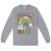 Heather Grey everything sucks Long Sleeve Tee - MaliasSmallBusiness