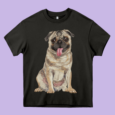 Pug Heavy Core Tee Designed By Ranaportraitstore