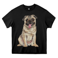 Black pug Heavy Core Tee - RanaPortraitStore