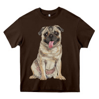 Chocolate Brown pug Heavy Core Tee - RanaPortraitStore