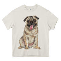 Cream pug Heavy Core Tee - RanaPortraitStore