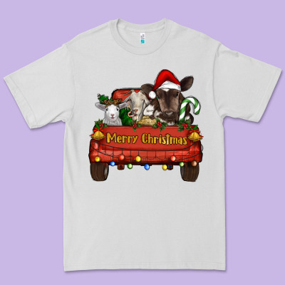 Merry Christmas Truck Animals Premium Tee Designed By Ranaportraitstore