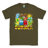 Army Green Hello Summer Classic Tee - CowhideDigitalArt