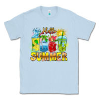Dusty Blue Hello Summer Classic Tee - CowhideDigitalArt