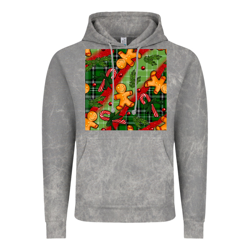 Christmas Gingerbread Man And Candy Cane Seamless Pattern Vintage Hoodie by BundleAndBundleShop | Teevron