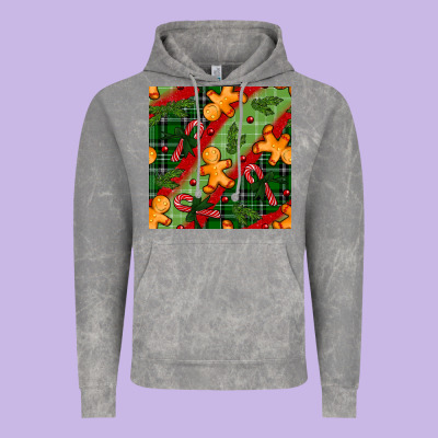 Christmas Gingerbread Man And Candy Cane Seamless Pattern Vintage Hoodie Designed By Bundleandbundleshop