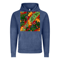 Vintage Denim christmas gingerbread man and candy cane seamless pattern Vintage Hoodie - BundleAndBundleShop