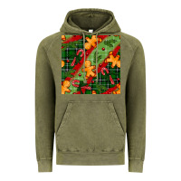 Vintage Olive christmas gingerbread man and candy cane seamless pattern Vintage Hoodie - BundleAndBundleShop
