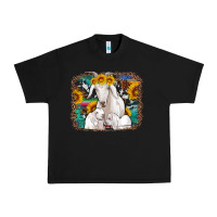 Black goat family with sunflowers western serape turquoise background Urban Heavy Tee - Artiststas