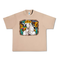 Burro goat family with sunflowers western serape turquoise background Urban Heavy Tee - Artiststas