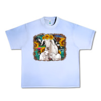 Grape Ice goat family with sunflowers western serape turquoise background Urban Heavy Tee - Artiststas
