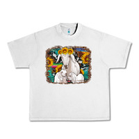 Lunar Rock goat family with sunflowers western serape turquoise background Urban Heavy Tee - Artiststas