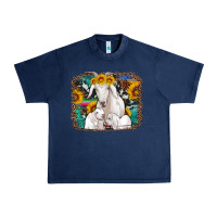 Navy goat family with sunflowers western serape turquoise background Urban Heavy Tee - Artiststas